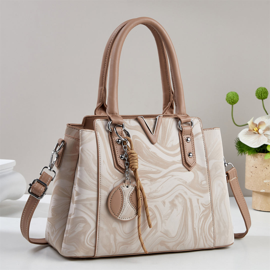 Damen Handtasche mit elegantem Marmordesign und abnehmbarem Schulterriemen Nord Taschen