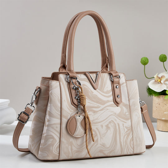 Damen Handtasche mit elegantem Marmordesign und abnehmbarem Schulterriemen Nord Taschen