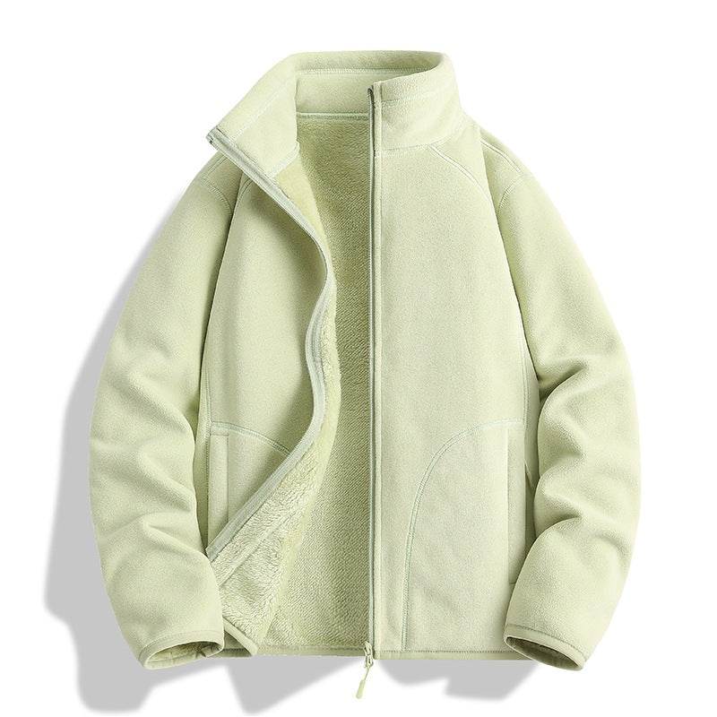 Herren Fleecejacke mit Sherpa‑Teddyfutter, Stehkragen & Zwei‑Wege‑Reißverschluss Nord Taschen