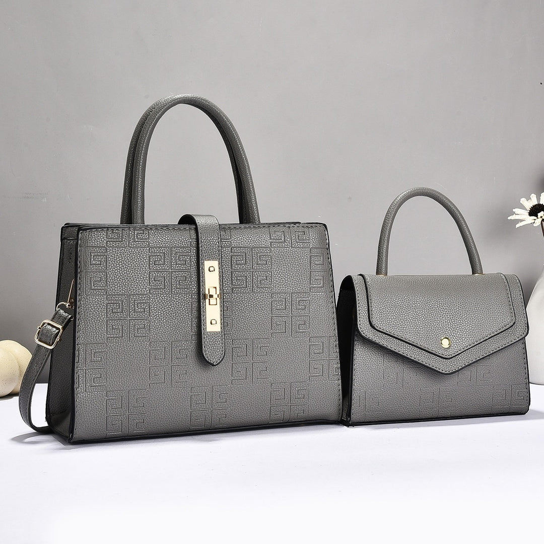 Damen Handtaschen-Set mit edler Prägung und abnehmbarer Clutch Nord Taschen