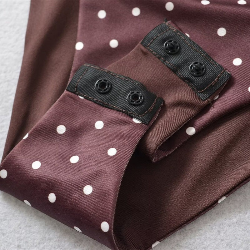 Damen Langärmeliger Body mit quadratischem Ausschnitt und Pünktchenprint Nord Taschen