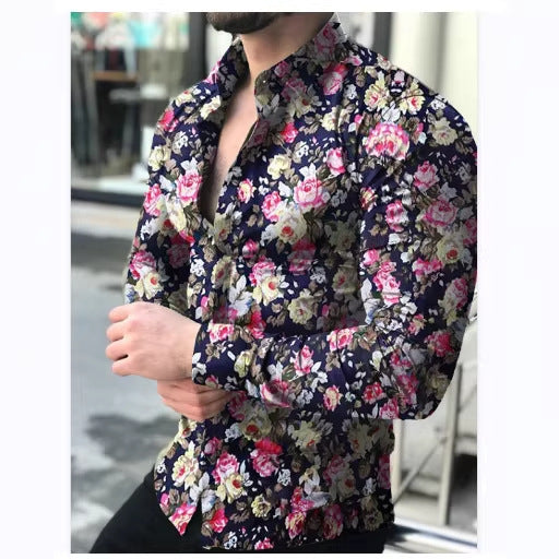 Herren figurbetontes Langarmhemd mit feinem Ornamentmuster und stretch Baumwollmischung Nord Taschen