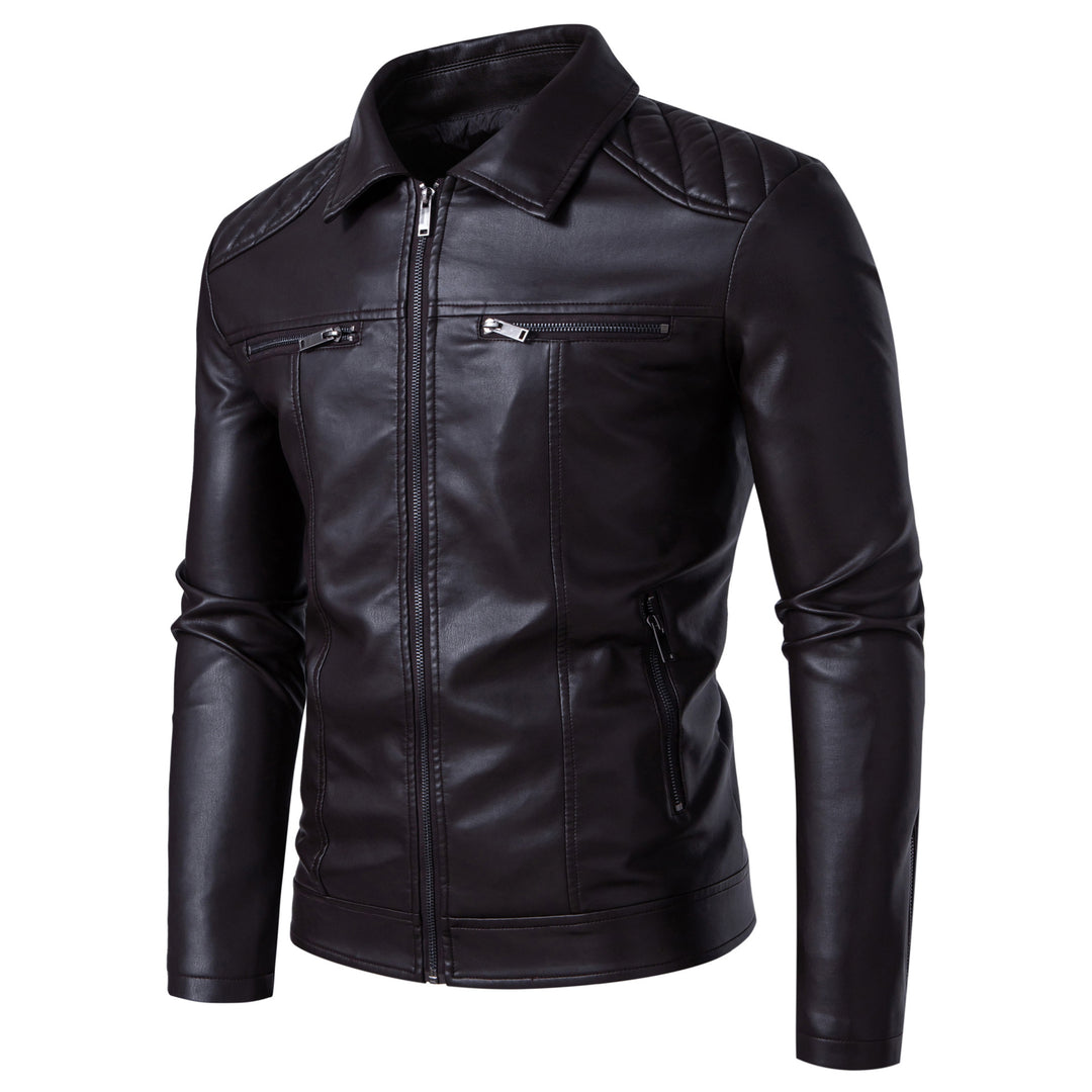 Herren Modische Lederjacke mit Schulterpolster Nord Taschen