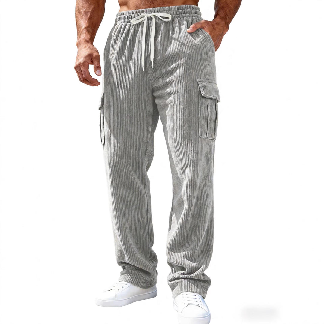 Herren Gerippte Cargo-Freizeithose mit Tunnelzug und Elastikbund Nord Taschen