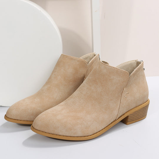 Damen Schlupf-Ankleboots mit hinterem Reißverschluss, spitzer Leisten und niedrigem Blockabsatz Nord Taschen