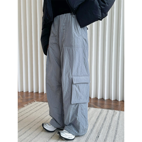 Damen Weite High‑Waist Cargo‑Palazzo‑Hose mit aufgesetzten Klappentaschen Nord Taschen