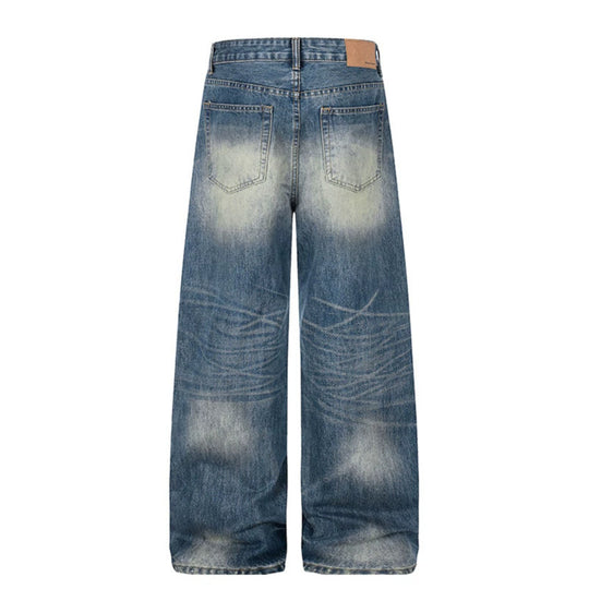 Damen Hochgeschnittene Jeans mit weitem Bein, Used‑Waschung und Destroyed‑Details Nord Taschen