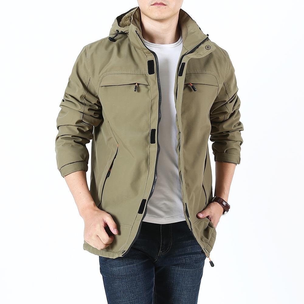 Herren Leichter Softshell-Parka mit Fleecegefütterter Kapuze und Multifunktions‑Taschen Nord Taschen