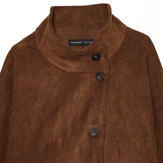 Damen Boxy-Shortjacke aus Velourslederoptik mit hohem Stehkragen Nord Taschen