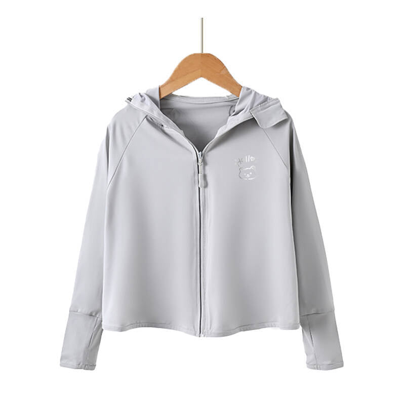 Unisex nan atmungsaktive Kinder-UV-Schutzjacke mit A-Linien-Schnitt, Kapuze und Daumenlöchern  Nord Taschen