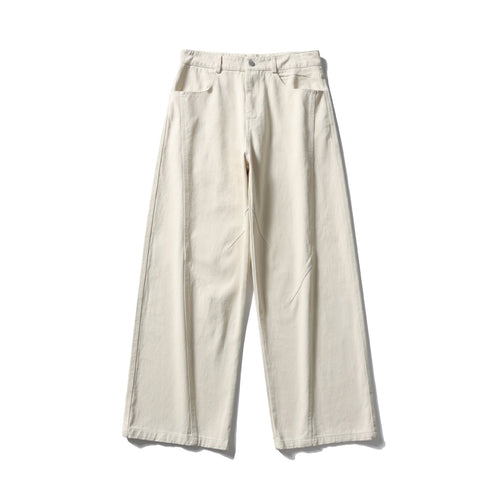 Damen Hochtaillierte weite Culotte‑Hose aus Baumwoll‑Twill mit Ziersteilnähten Nord Taschen