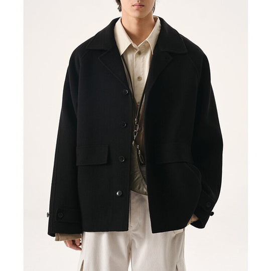 Herren Kurzjacke aus Wollmix im Oversized-Schnitt mit Umschlagkragen Nord Taschen