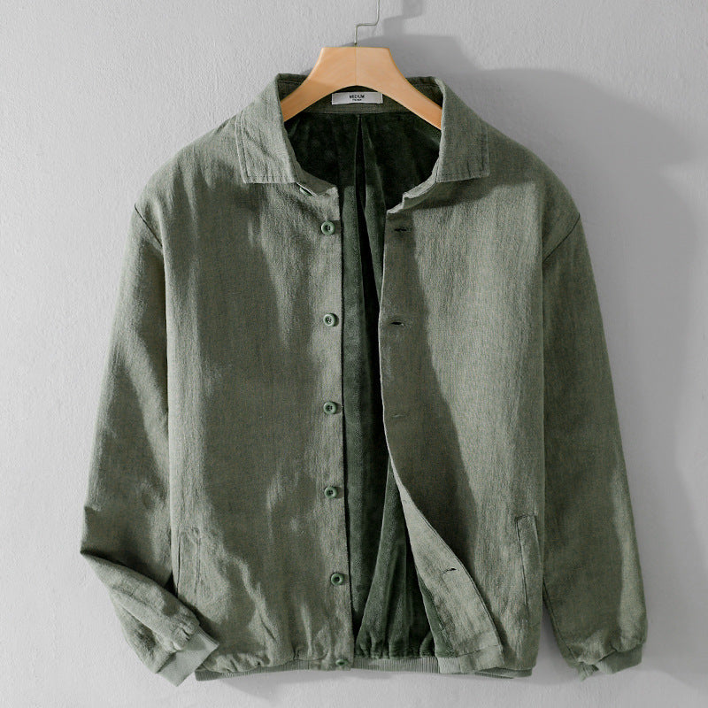 Herren Gefütterte Overshirt-Jacke aus Leinen-Mix Nord Taschen