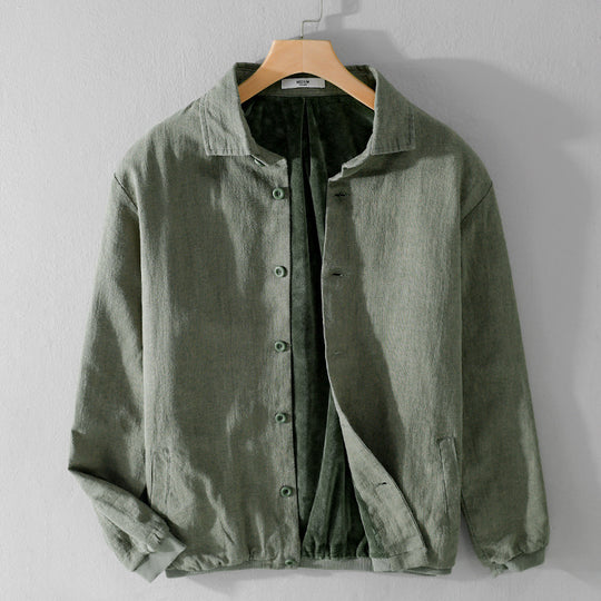 Herren Gefütterte Overshirt-Jacke aus Leinen-Mix Nord Taschen