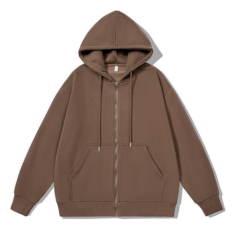 Unisex nan oversized Kapuzenjacke mit ausladendem Schulterschnitt, durchgehendem Reißverschluss und French-Terry Nord Taschen