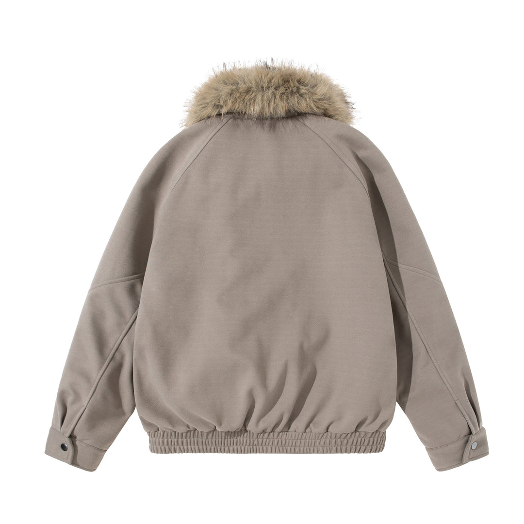 Damen Boxy Blouson mit voluminösem Kunstfellkragen und elastischem Saum Nord Taschen