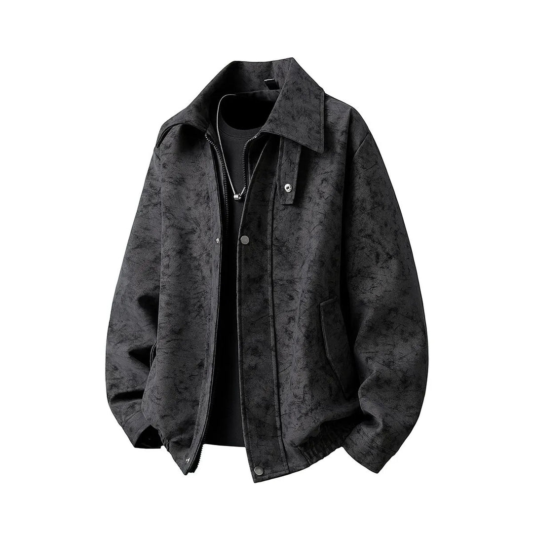 Herren Boxy-Übergangsjacke mit Velours‑Optik, verdecktem Reißverschluss & variablem Kragen Nord Taschen