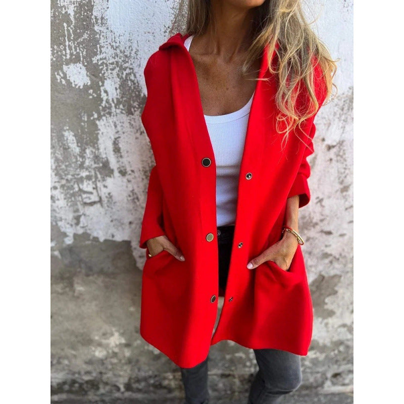Damen Midilanger Oversize-Mantel aus Wollmix mit klarer Knopfleiste und minimalistischem Revers Nord Taschen