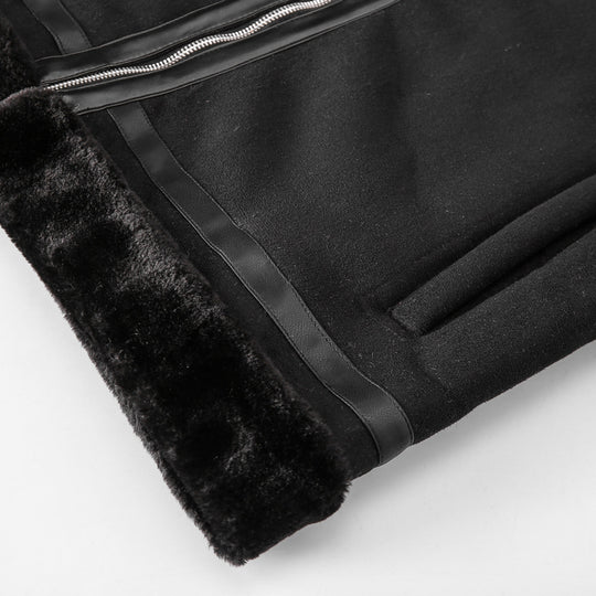 Herren Fliegerjacke mit Lammfellfutter und Kunstlederapplikationen Nord Taschen