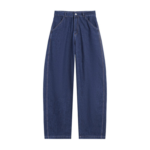 Damen High-Waist Weite Denim-Hose mit markanter Seitennaht und Retro-Silhouette Nord Taschen