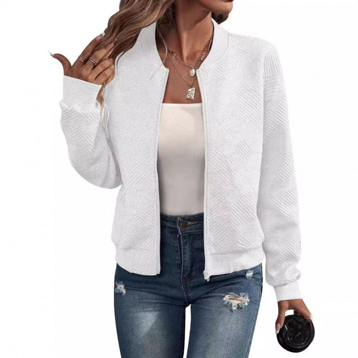 Damen modische Sweatjacke mit strukturiertem Design und praktischen Reißverschlusstaschen