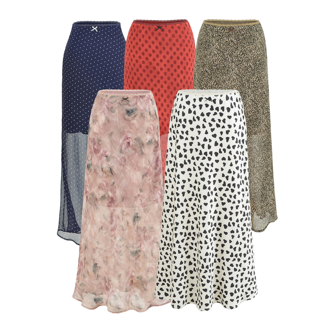 Damen Leichter Midirock aus Chiffon mit Leoprint und elastischem Bund Nord Taschen