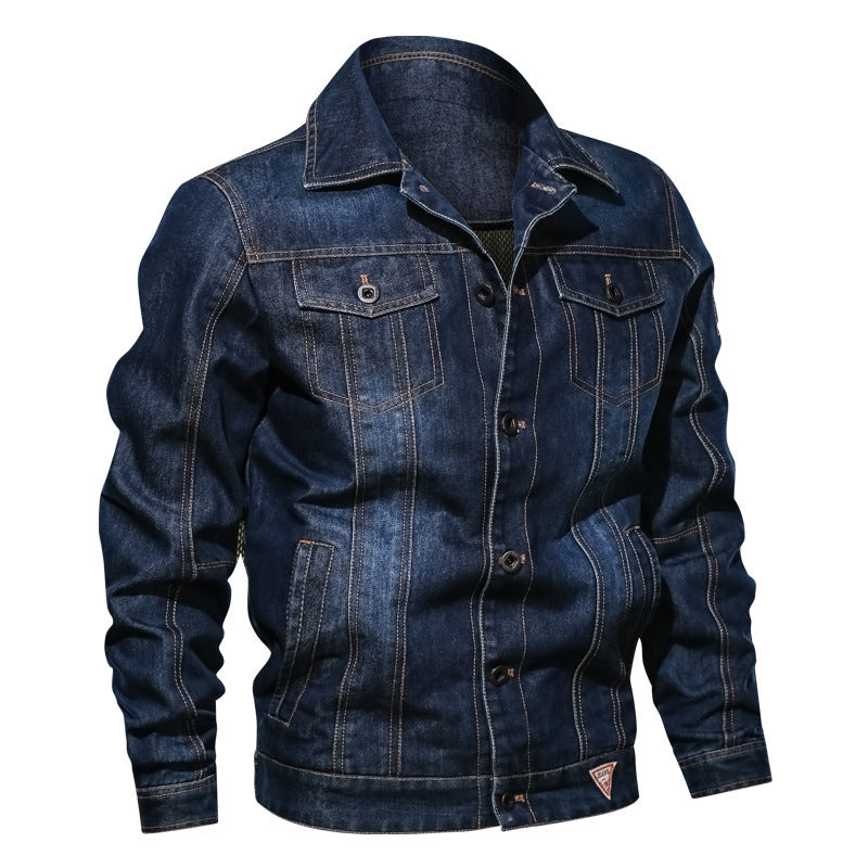 Herren Jeansjacke im Vintage-Stretch-Denim mit Kontrastnähten und Brusttaschen Nord Taschen