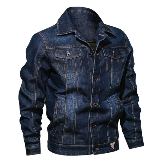 Herren Jeansjacke im Vintage-Stretch-Denim mit Kontrastnähten und Brusttaschen Nord Taschen