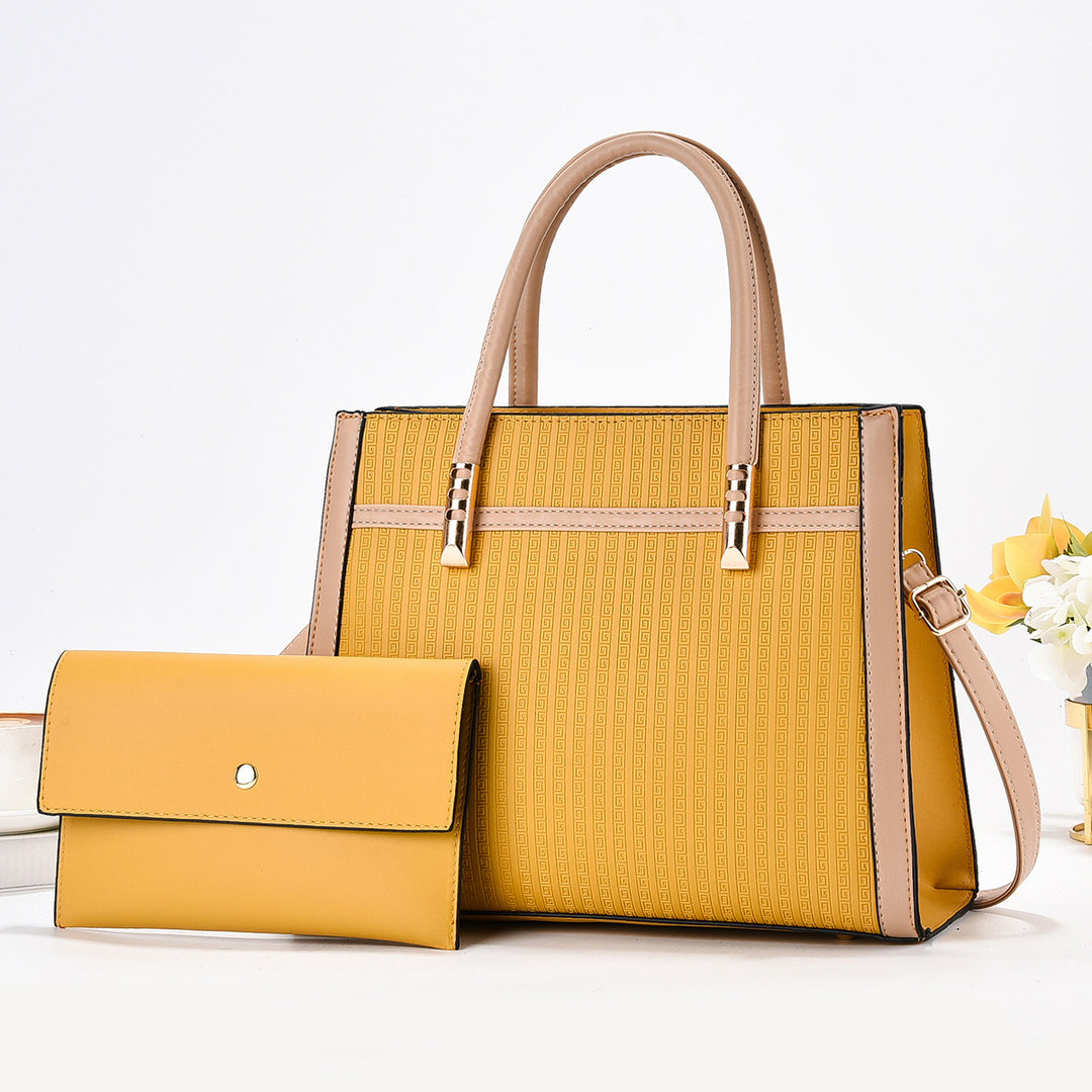 Damen elegante Handtasche mit modernem Strukturdesign und abnehmbarer Mini-Clutch Nord Taschen