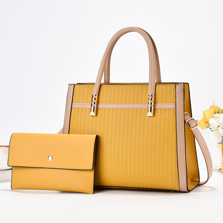 Damen elegante Handtasche mit modernem Strukturdesign und abnehmbarer Mini-Clutch Nord Taschen