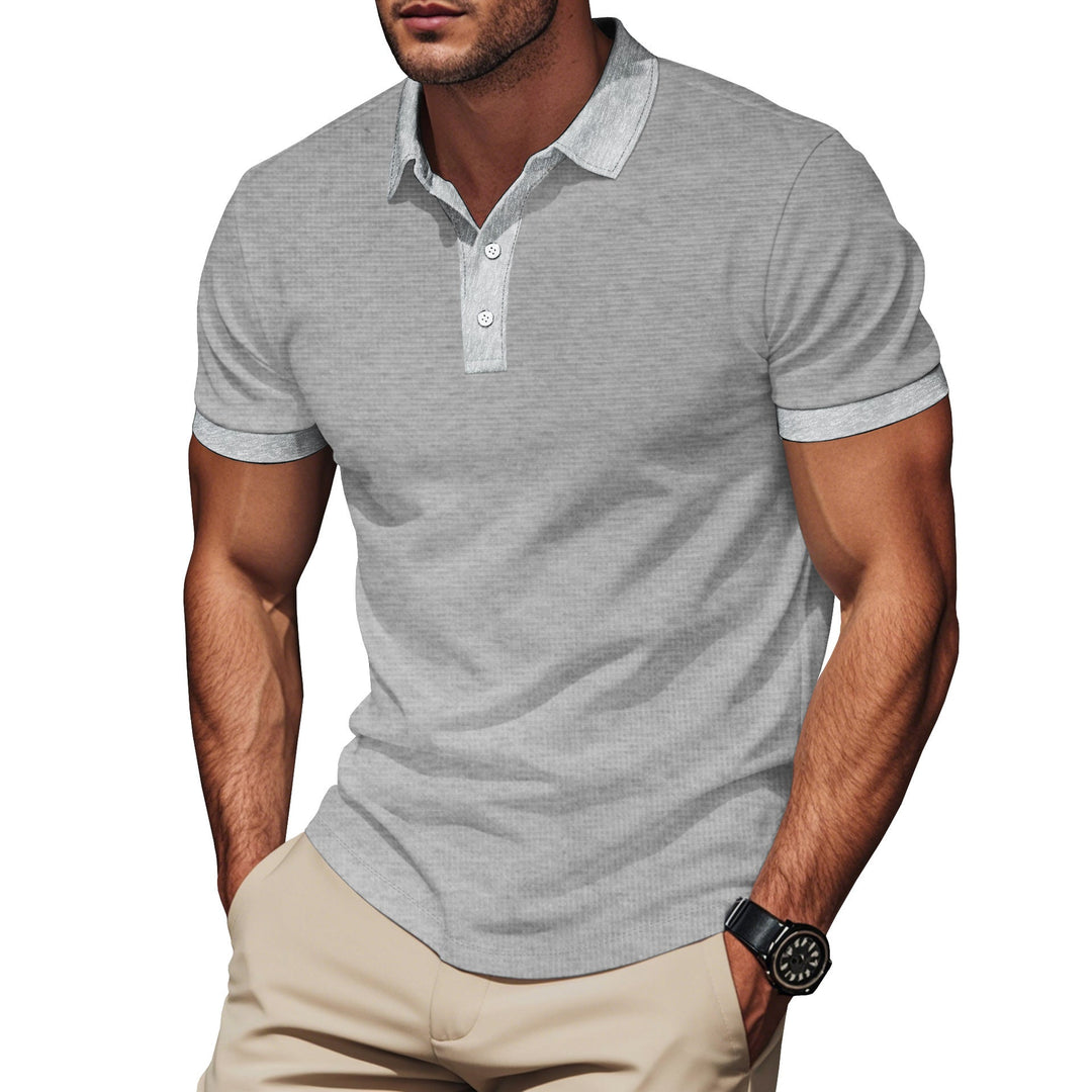 Herren nan elegantes Struktur-Poloshirt mit Kentkragen, kurzer Knopfleiste und atmungsaktivem Stretchjersey