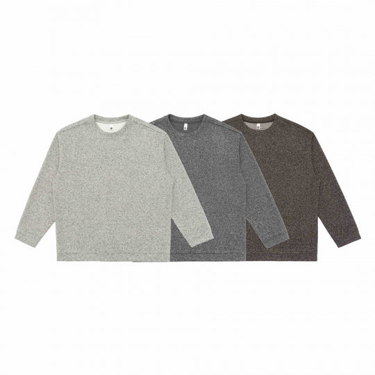 Unisex Oversize melierter Strickpullover im Boxy‑Cut mit Rundhals Nord Taschen