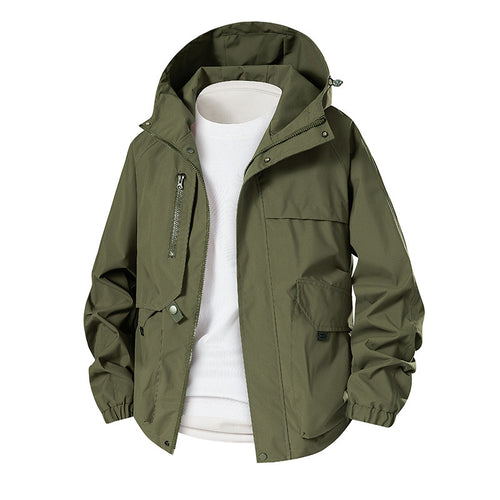 Herren Leichte wasserdichte Funktionsjacke mit Kapuze, Multitaschen und Raglanärmeln Nord Taschen