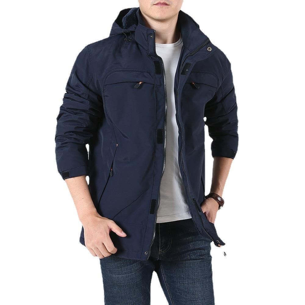 Herren Leichter Softshell-Parka mit Fleecegefütterter Kapuze und Multifunktions‑Taschen Nord Taschen