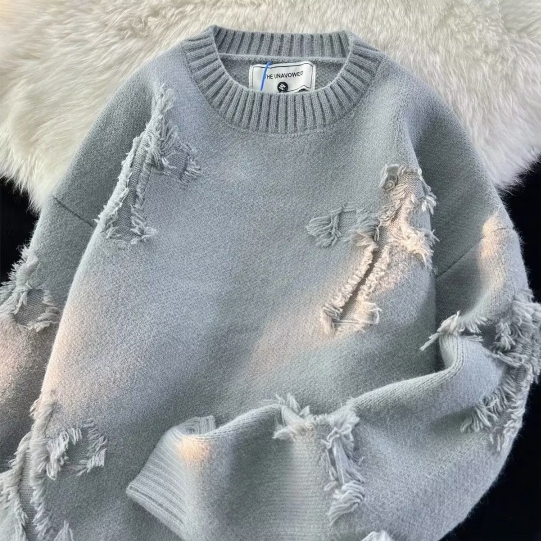 Damen Grobstrickpullover mit Fransen Nord Taschen