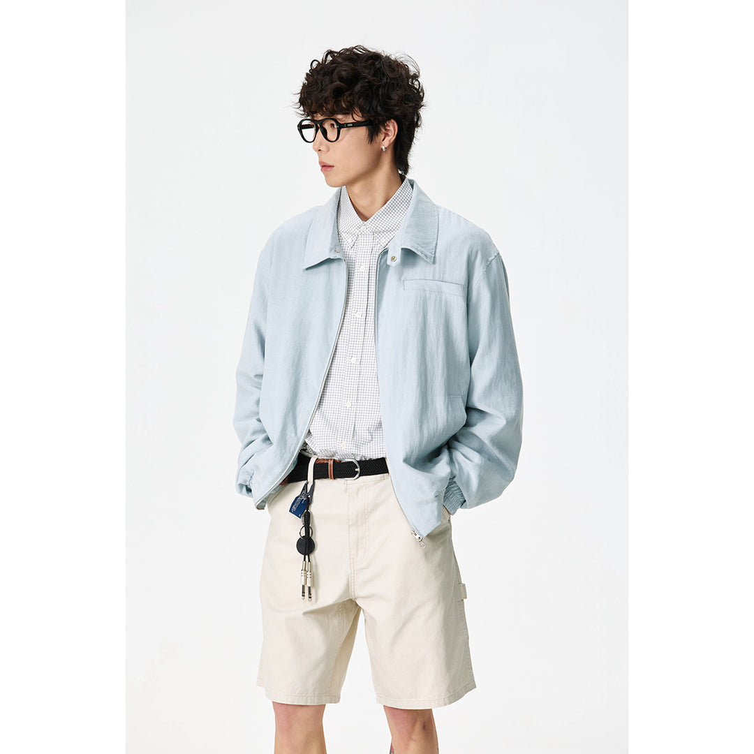 Unisex Oversize-Denim-Blouson mit fransigen Kanten und Druckknopfleiste Nord Taschen