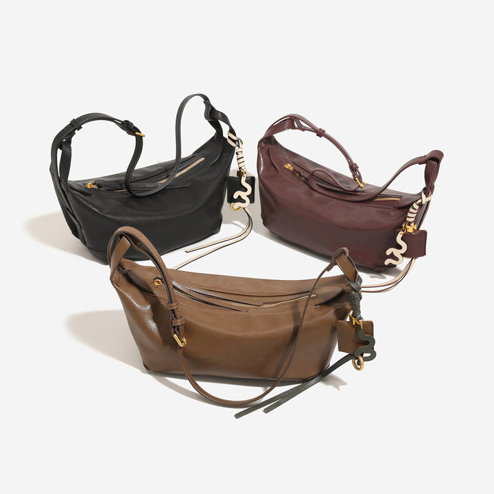 Damen Umhängetasche aus hochwertigem, weichem Leder mit stylischem Kettendetail Nord Taschen