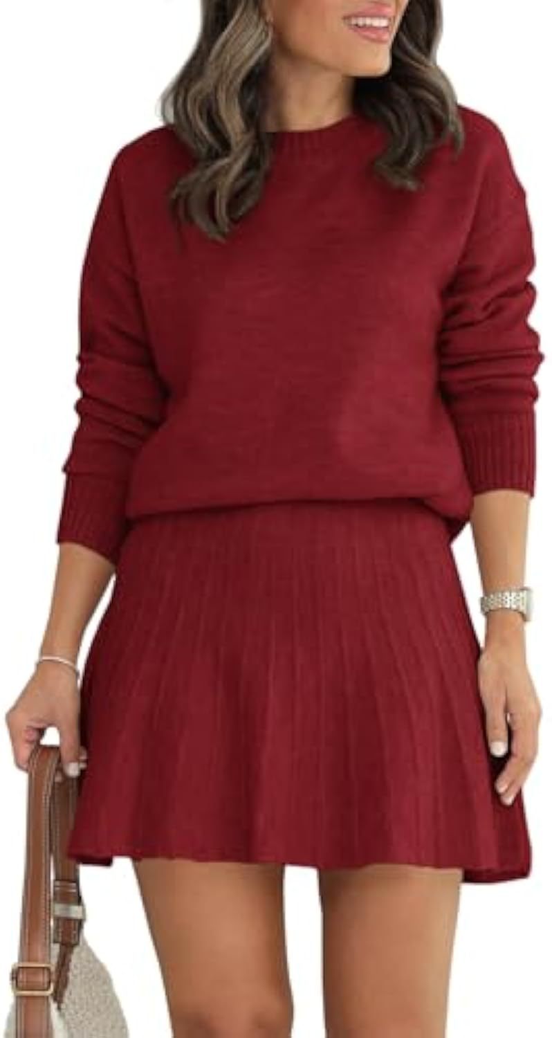 Damen Modisches Strickpullover und Rock-Set Nord Taschen