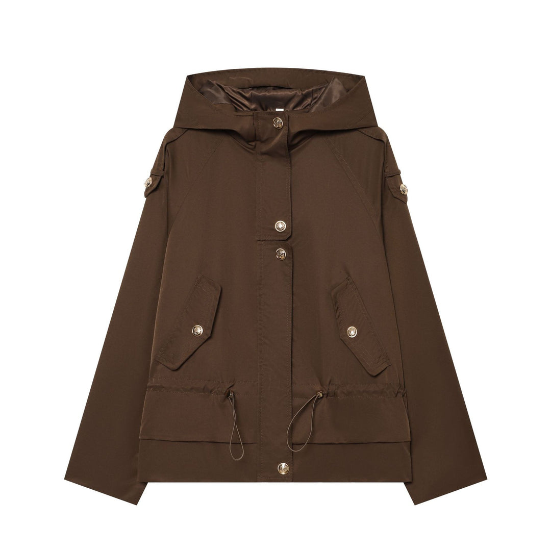 Damen leichter taillierbarer Kapuzen‑Parka mit Tunnelzug, Pattentaschen und Knopfleiste Nord Taschen