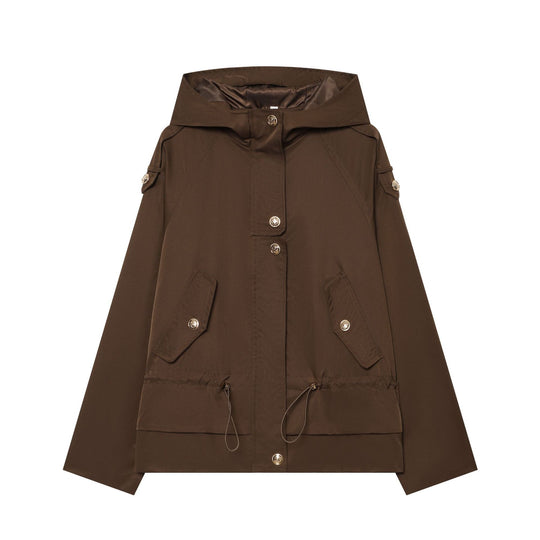 Damen leichter taillierbarer Kapuzen‑Parka mit Tunnelzug, Pattentaschen und Knopfleiste Nord Taschen