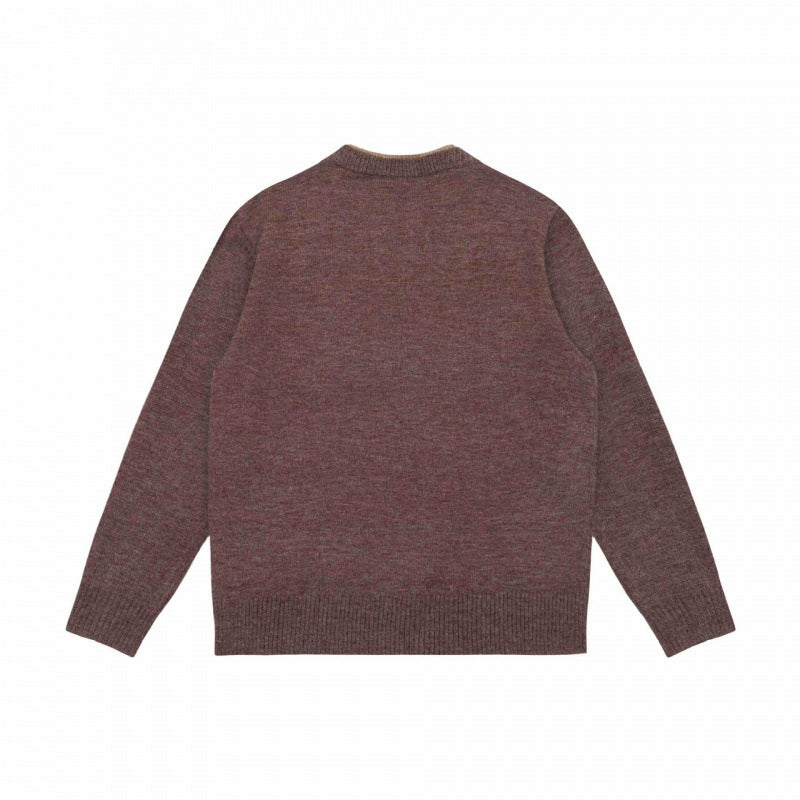 Unisex Mélange-Strickpullover mit Halbhals-V-Schlitz und kontrastiertem Innenbund Nord Taschen
