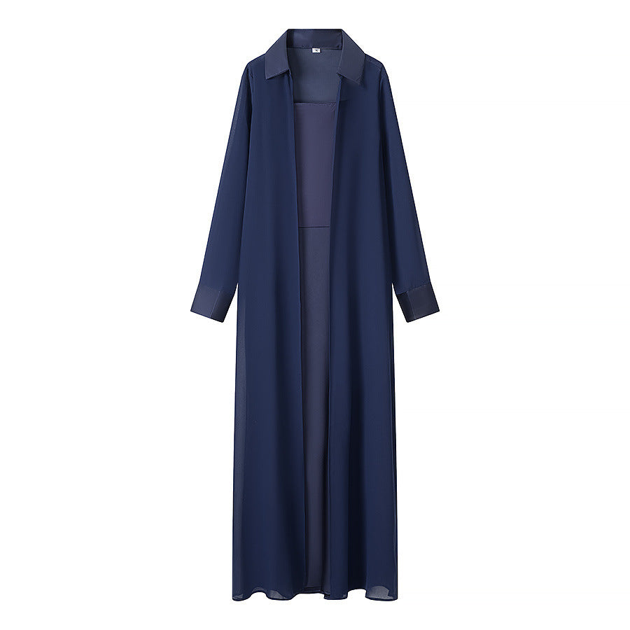 Damen Langer Chiffon-Überwurfmantel mit integriertem Cami-Kleid Nord Taschen
