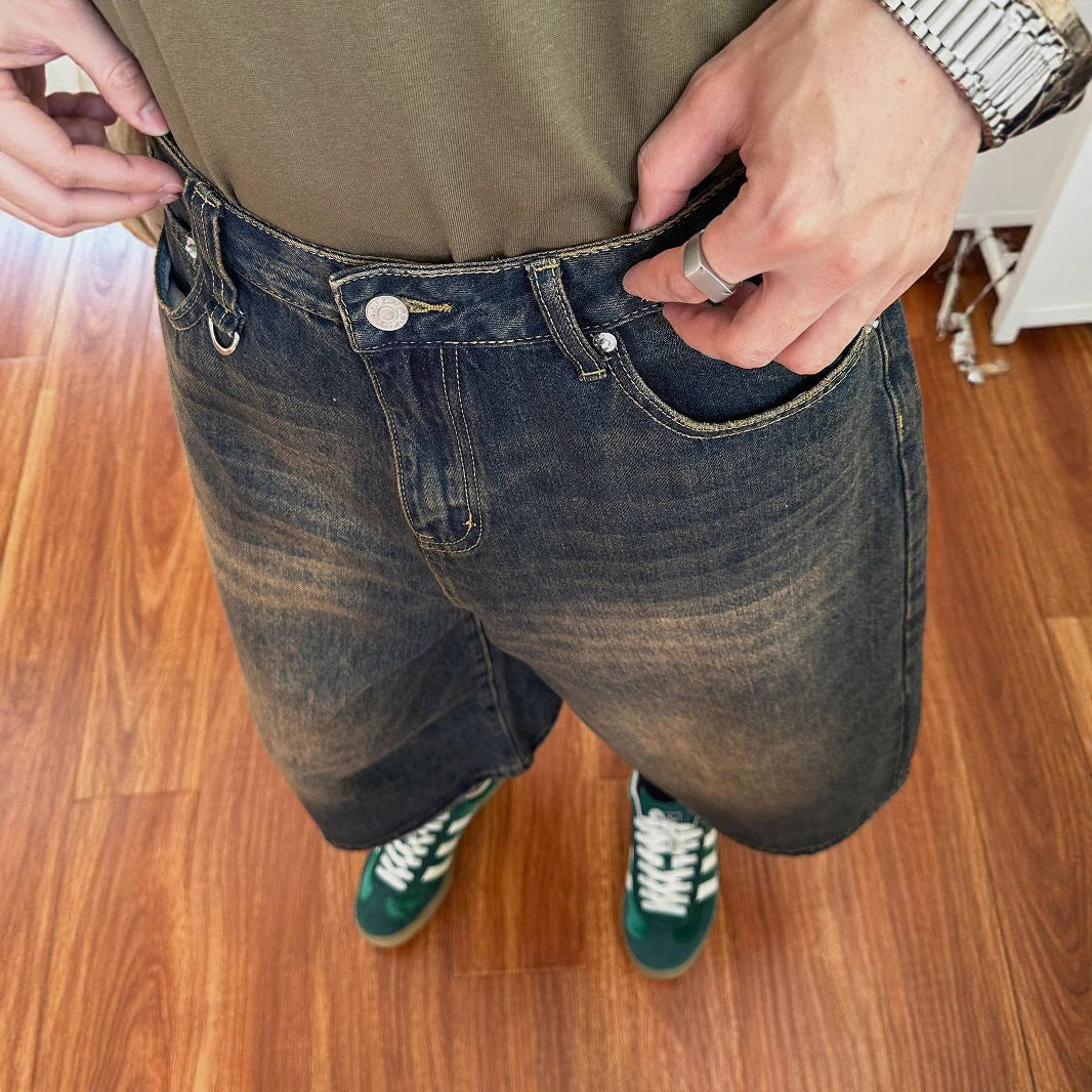 Damen Weitgeschnittene Jeans-Shorts Nord Taschen