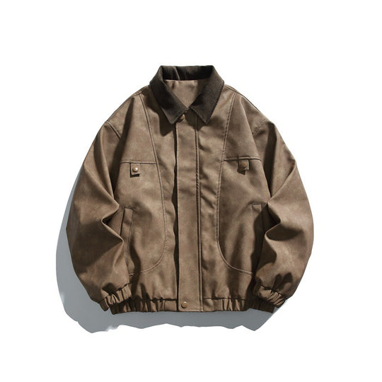 Herren Boxy-Canvas-Blousonjacke mit Cordkragen und elastischem Saum Nord Taschen