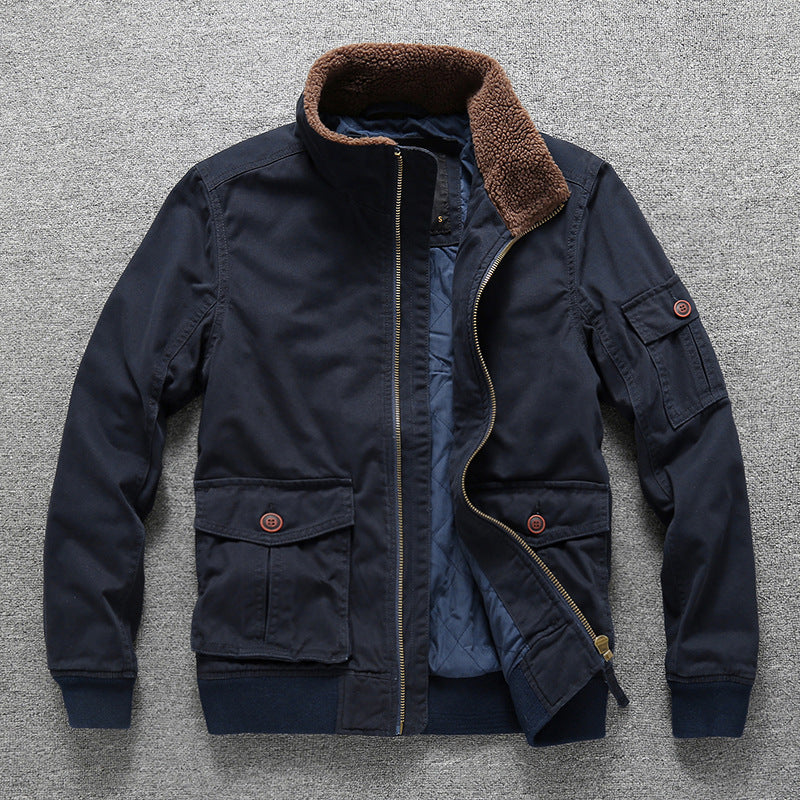 Herren Gefütterte Utility-Fieldjacke mit Teddykragen und Mehrfachtaschen Nord Taschen
