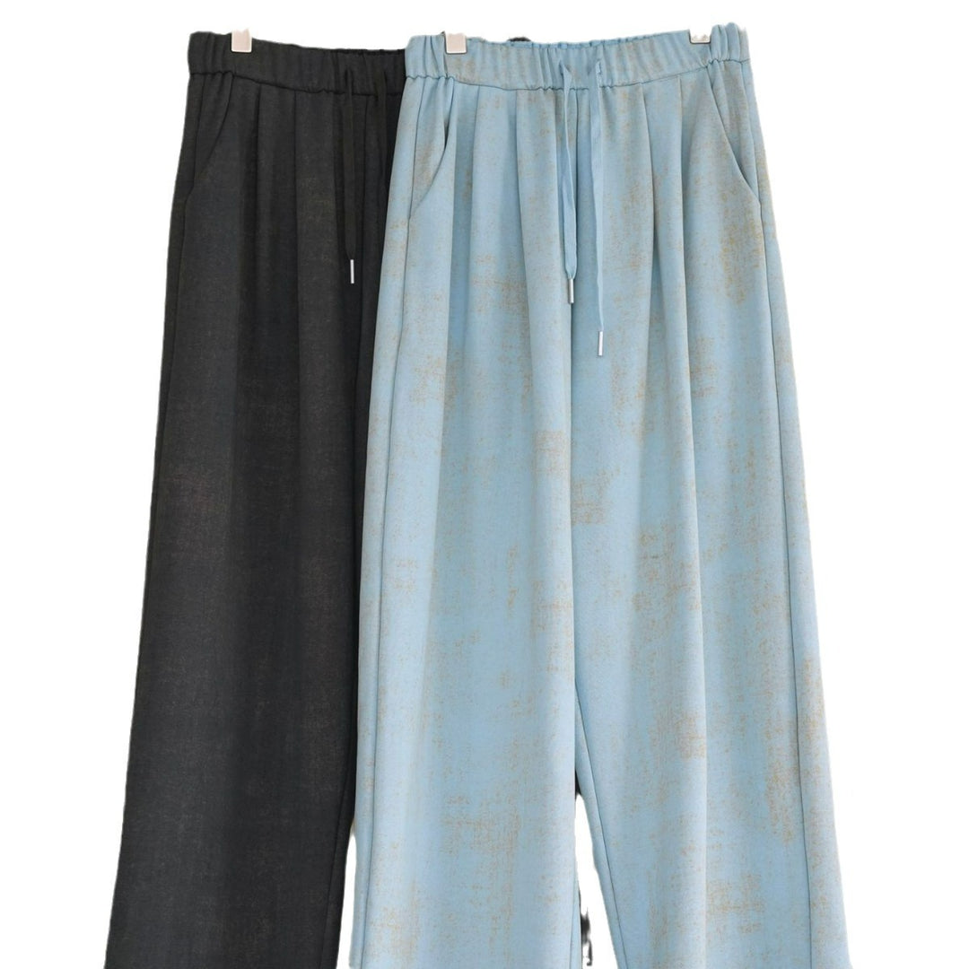 Damen Weite Lounge‑Palazzohose aus French‑Terry mit hohem Bund, Elastik und Kordelzug Nord Taschen
