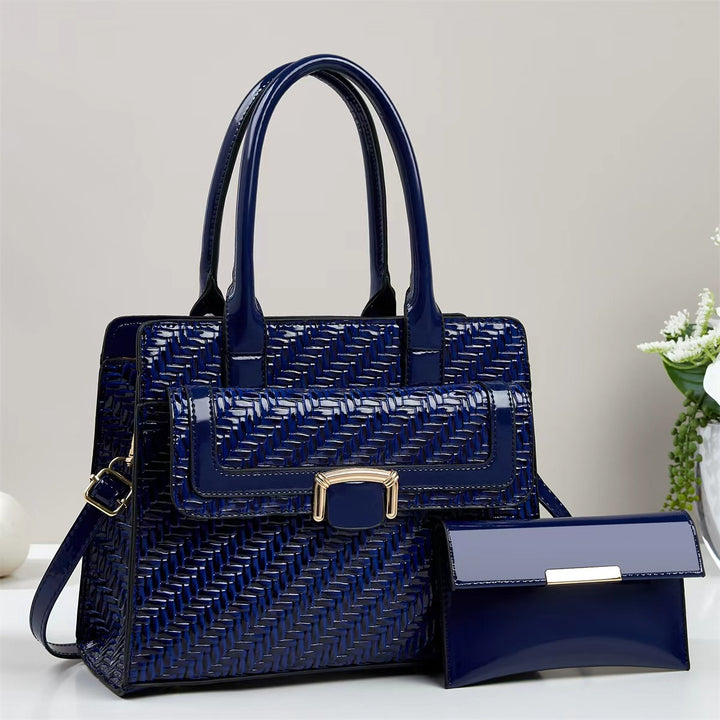 Damen elegante Handtasche mit strukturiertem Metallikdesign und abnehmbarer Clutch Nord Taschen