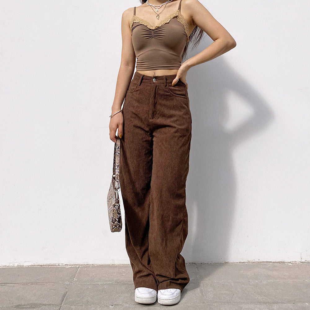 Damen Hochtaillierte weite Bundhose im Retro-Stil Nord Taschen