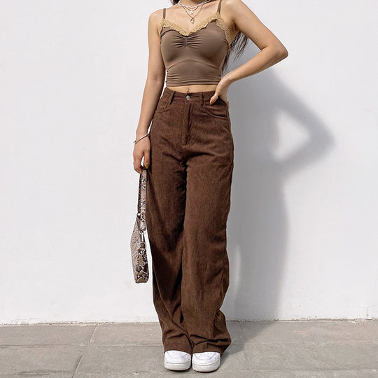 Damen Hochtaillierte weite Bundhose im Retro-Stil Nord Taschen