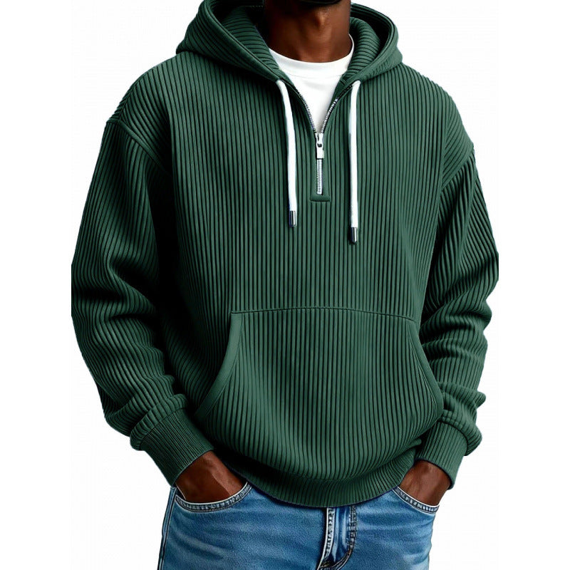 Herren Modischer Kapuzenpullover mit Reißverschluss und Rippstruktur Nord Taschen